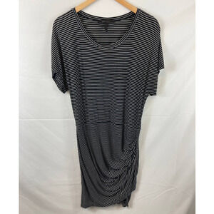 BCBGMaxazria striped gathered bottom dress M